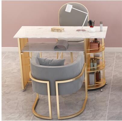 Nail Table Ideas, Marble Manicure, Table With Lamp, Simple Manicure, Ideas Salon, Beauty Salon Makeup, Cheap Living Room Sets, Nail Salon Interior, Fancy Bedroom