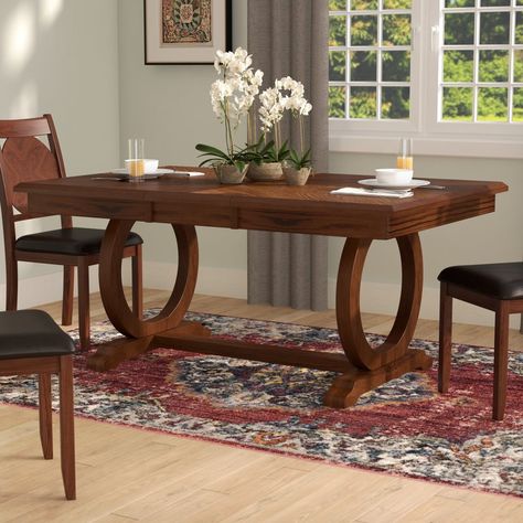 Farmhouse Dining Table Set, Farmhouse Style Dining Room, Rustic Farmhouse Dining Table, Wooden Dining Table Designs, Double Pedestal Dining Table, Farmhouse Dining Rooms Decor, Dining Table Rustic, Solid Wood Dining Set, Expandable Dining Table