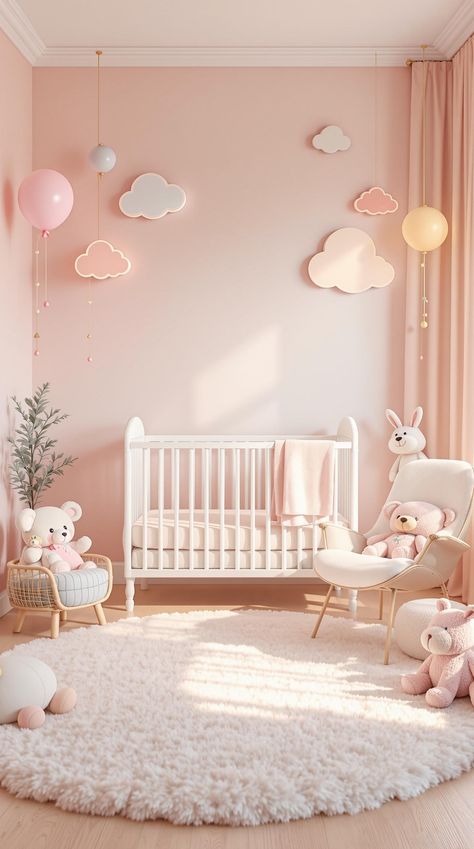 Nursery Room Ideas Pink Pastel Nursery, Purple Baby Room, Pastel Nursery Ideas, Baby Pink Room, Pastel Baby Room, Purple Baby Rooms, Colorful Baby Room, Artwork Light, Pink Baby Room