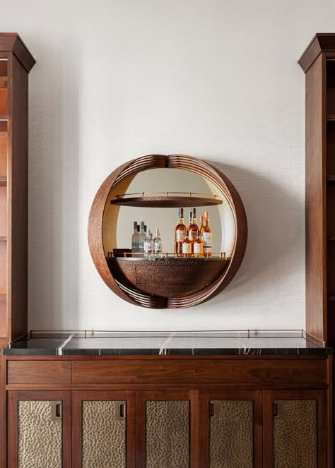 Mandir Unit, Globe Drinks Cabinet, Hammock Bath, Modern Bar Cart, Wall Mounted Bar, Chicago Apartment, Floating In Space, Wall Mounted Desk, Modern Style Homes