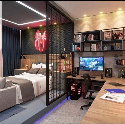 Outfit Office, Boy Bedroom Design, Modern Bedroom Interior, Bedroom Setup, Small Room Design, Teen Bedroom Decor, Modern Bedroom Design, Room Makeover Bedroom, Small Room Bedroom