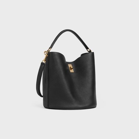 BUCKET 16 BAG IN SUPPLE GRAINED CALFSKIN - BLACK | CELINE Fragrance Bottle, Fragrance Samples, Handbags Leather, Burgundy And Gold, New Fragrances, Pink Brown, Leather Goods, Online Purchase, Belt Bag