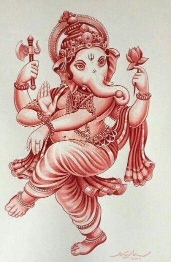 Tat Ganesha Art Illustration, Ganesha Artwork, Buddha Painting Canvas, Dancing Ganesha, Buddha Tattoo Design, Ganesha Drawing, Buddhist Art Drawing, Ganesh Art Paintings, Ganesha Tattoo