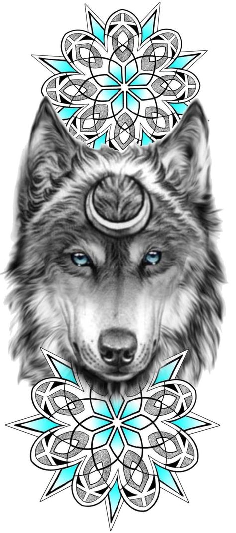 Wolf And Mandala Tattoo, Mandala Wolf Drawing, Wolf Mandala Tattoo Design, Owl And Wolf Tattoo, Mandala Wolf Tattoo, Wolf Mandala Tattoo, Half Sleeve Tattoos Wolf, Kurt Tattoo, Native American Wolf Tattoo