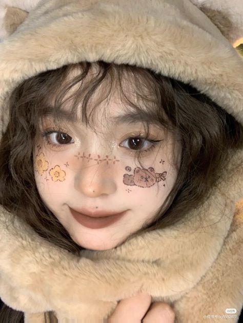 Bear Makeup, Inspo Makeup, Douyin Makeup, Face Art Makeup, Korean Face, Teddy Bear Girl, Make Up Inspo, Bear Face, Halloween Costumes Makeup