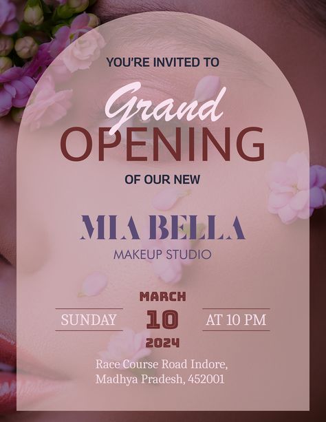 Studio Opening Invitation, Makeup Artist Studio, Opening Invitation, Bridal Makeup Services, Design Makeup, Wall Painting Decor, Painting Decor, Makeup Services, Beauty Parlor