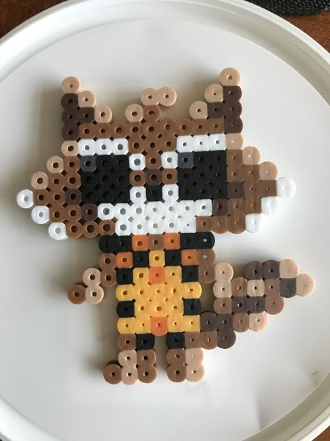 Rocket Raccoon Perler Beads. Guardians of the Galaxy Guardians Of The Galaxy Perler Beads, Rocket Perler Beads, Marvel Perler Beads, College Crafts, Hamma Beads Ideas, Easy Perler Bead Patterns, Pixel Beads, Fusion Beads, Perler Bead Templates