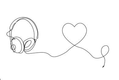 Heart With Headphones Drawing, Headphones Line Art, Heart With Headphones Tattoo, Minimalist Tattoo Music, Headphones Tattoo Design, Headphone Art, Dumbest Tattoos, Headphones Tattoo, Headphones Drawing