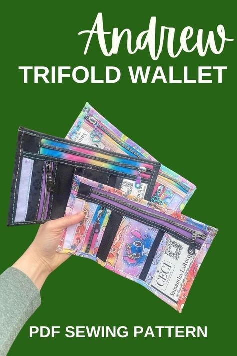 Andrew Trifold Wallet PDF Sewing Pattern - Sew Modern Bags Trifold Wallet Pattern Free, Diy Mens Wallet Pattern, Trifold Wallet Pattern, Diy Leather Wallet Pattern, Diy Wallet Tutorial, Wallet Pattern Free, Diy Leather Wallet, Quick Sew, Kids Breakfast