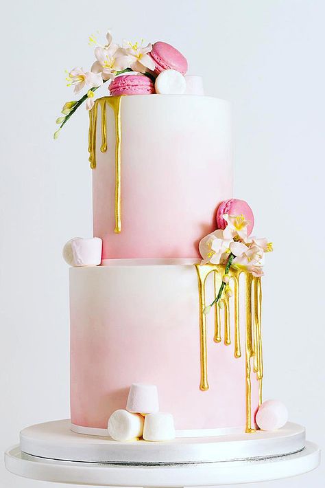 Yummy And Trendy Drip Wedding Cakes ❤ See more: http://www.weddingforward.com/drip-wedding-cakes/ #weddingforward #bride #bridal #wedding Wedding Cakes Pink, Pink Wedding Cakes, Food Calendar, Crazy Wedding Cakes, Cakes Pink, Wedding Cake Ombre, Macaron Cake, Watermelon Cake, Beach Wedding Cake