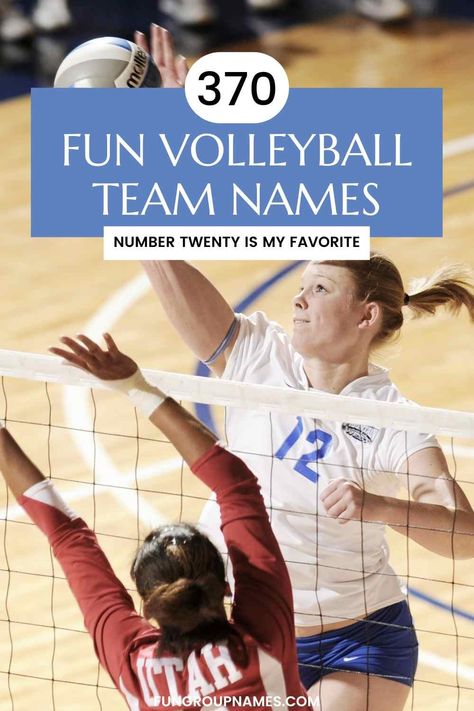 Discover the perfect volleyball team name with our guide. Over 370 creative, funny, and inspiring ideas to elevate your team's identity! Volleyball Team Names, Best Team Names, Hockey Team Names, Youth Volleyball, Fantasy Hockey, Football Team Names, Volleyball Humor, Drinking Team, Storm Surge