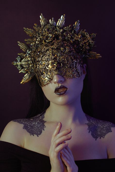 Blind Faith Mask Mask Aesthetic, Mask Pictures, Blind Faith, Gold Mask, Costume Masks, Silver Paint, Beautiful Mask, Colored Gems, Fantasy Jewelry