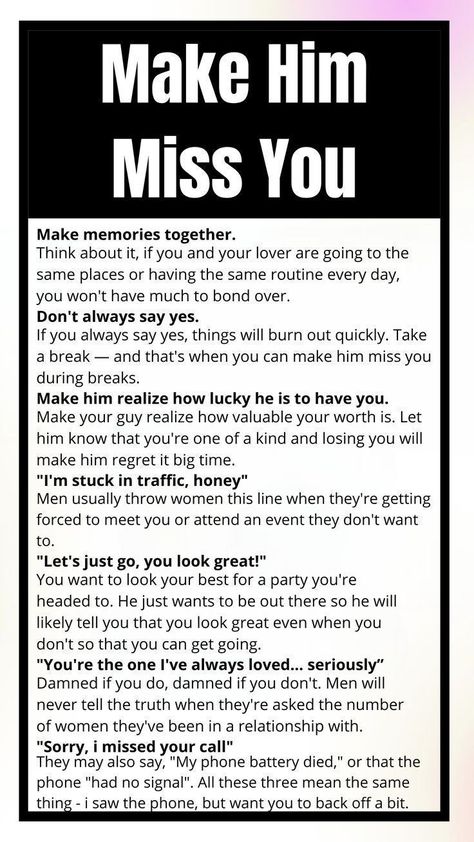 how to make him miss you..../ First Date Rules, Signs Guys Like You, When To Plant Vegetables, Glam Wedding Makeup, Make Him Miss You, Healthy Advice, First Date, Take A Break, Got Him