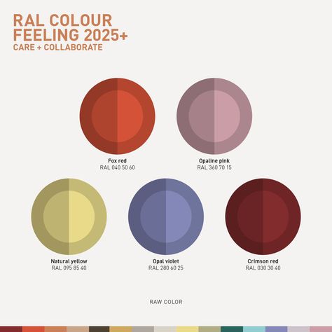 Colour experts: RAW COLOUR, Eindhoven "We feel the need to surround us ourselves with cheerful soft colours. A bright and positive colour palette that has the power to enliven the spirit. We’d like to react to the commotion in the world with softness and positivity.“ Colour Pallets, Raw Color, Ral Colours, Color Of The Year, Color Combo, Color Pallets, Brand Colors, Soft Colors, Colour Palette