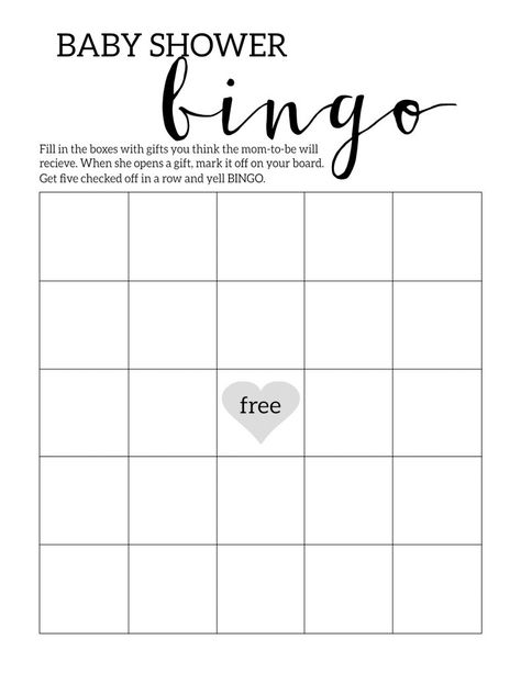 Baby Shower Bingo Printable Cards Template. Simple, Easy, DIY baby shower game free printable for baby shower. Fun baby shower ideas. #papertraildesign #easybabyshower #babyshowerbingo #babyshowergame Baby Shower Bingo Free Printable, Baby Shower Gift Bingo, Diy Baby Shower Games, Blank Bingo Cards, Bingo Card Template, Free Baby Shower Games, Bridal Shower Bingo, Bingo Template, Bingo Cards Printable