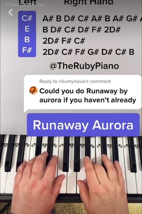 Runaway Piano Notes, Runaway Aurora Piano, Roblox Piano Sheet Music, Runaway Piano, Runaway By Aurora, Piano Sheet Music With Letters, Keyboard Songs, Piano Letters, Runaway Aurora