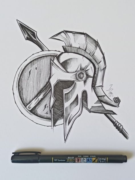 Gladiator Sketch, Gladiator Character Design, Gladiator Drawing, Cool Dragon Drawings, Character Tattoos, Spartan Tattoo, Abstract Pencil Drawings, Abstract Sketches, Cartoon Character Tattoos