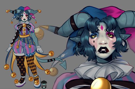 Tiefling Jester, Court Jester Character Design, Jester Oc Art, Dnd Jester, Jester Character Design, Creepy Jester, Female Jester, Jester Oc, References Poses