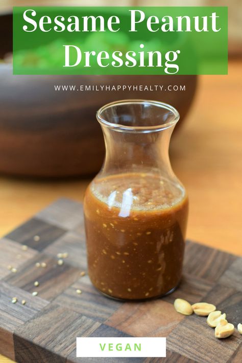 Sesame Peanut Dressing, Peanut Sesame Dressing, Asian Peanut Dressing, Asian Sesame Dressing, Healthy Dressing Recipes, Vegan Pho, Peanut Salad, Salad Dressing Recipes Healthy, Vegan Salad Dressing