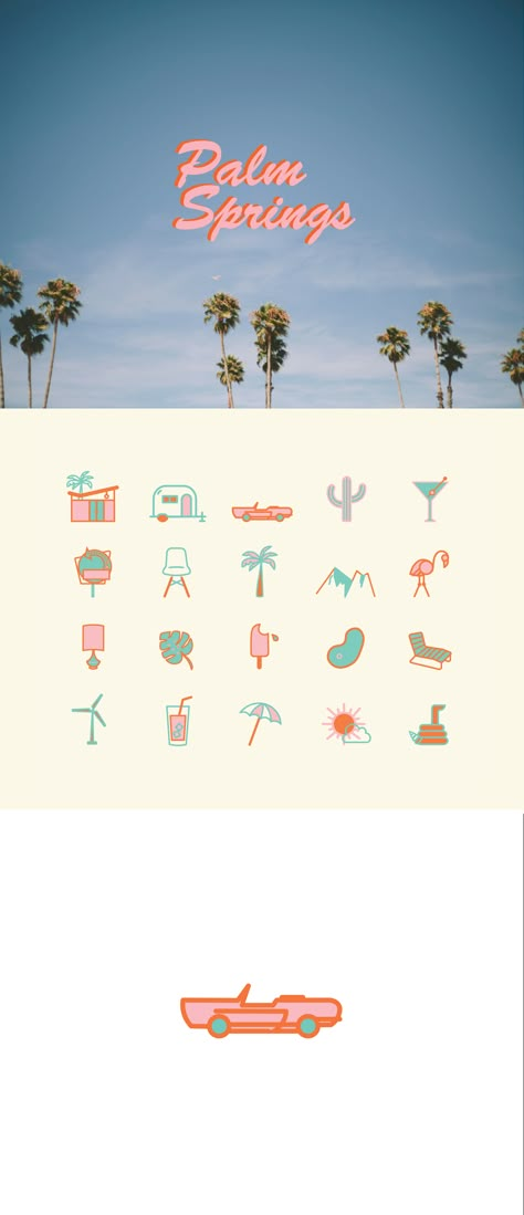 Palm Springs Icon Set Palm Springs Pattern, Palm Springs Color Palette, Palm Springs Background, Palm Springs Graphic Design, Palm Springs Invitation, Palm Springs Typography, Palm Springs Graphic, Palm Springs Illustration, Spring Logo