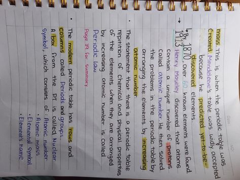 Scientists From 1869-1913 + Periodic Law + The parts of a Modern Periodic Table. Sorry for the horizontal Photo 😭 Periodic Table Notes, Modern Periodic Table, Atomic Number, The Periodic Table, Physical Properties, Study Materials, Scientists, Periodic Table, The Modern