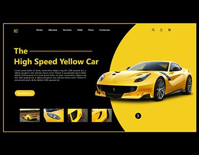 Yellow Website, Car Ui, Ecommerce Web Design, Game Sites, Music Web, Ui Design Website, Ecommerce Web, Yellow Car, Webpage Design