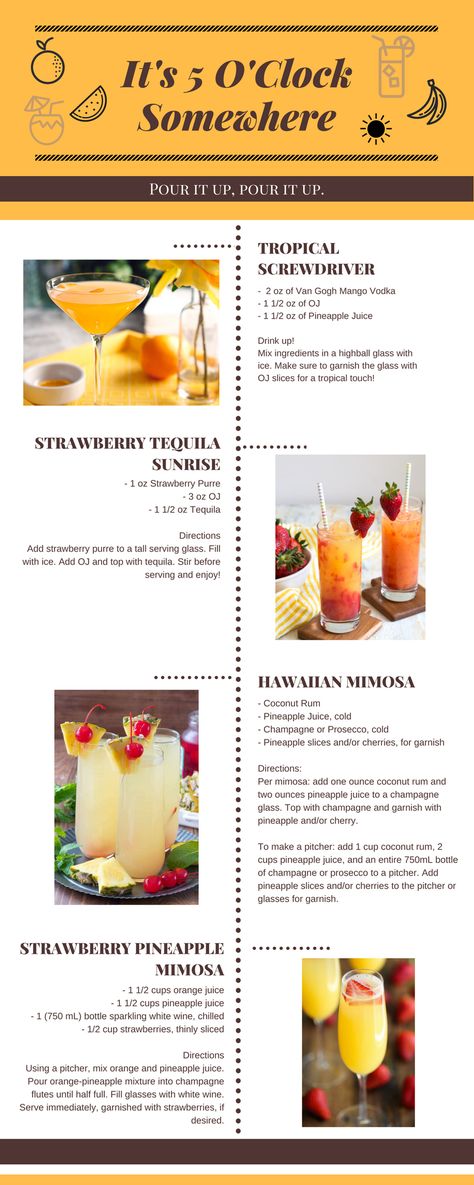 Hennessy Drinks Recipes Frozen, Hawaiian Alcoholic Beverages, Strawberry Pineapple Tequila Sunrise, Hawaiian Mimosa Recipe, Strawberry Tequila Sunrise, Tropical Drinks Recipes Alcohol Pitcher, Tropical Sunrise Drink, Brunch Alcoholic Drinks, Breakfast Drinks With Alcohol