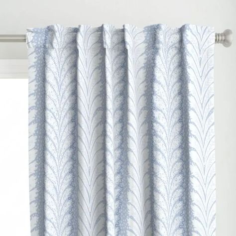 Blue Print Curtains - Etsy Patterned Curtains Bedroom, Pale Blue Curtains, Beach House Curtains, Light Blue Curtains, Luxurious Curtains, Drape Pattern, Coastal Curtains, Blue Preppy, Striped Curtains