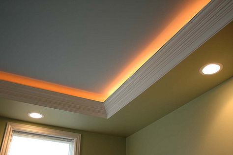 Crown Molding/ Lighting | Crown Molding Lighting, Molding Lighting, Crown Molding Lights, Crown Molding Ideas, Gypsum Design, Molding Ideas, Hidden Lighting, House Ceiling Design, Ceiling Design Living Room