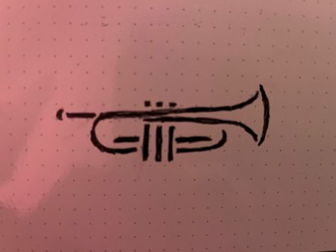 Tiny Trumpet Tattoo, Fine Line Trumpet Tattoo, Trumpet Tattoo Ideas, Trumpet Tattoo, Musician Tattoo, Traditonal Tattoo, Piano Tattoo, Rad Tattoos, Key Tattoo