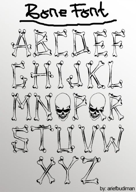 Bone font.  Love the "O " and the Q Bone Font Lettering, Goth Love Letter, Emo Lettering, Creepy Lettering, Cool Lettering Fonts, Bone Font, Cool Fonts Alphabet, Lettrage Chicano, Alfabet Font