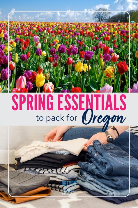 Not sure what to pack on your upcoming Oregon trip? Find out which spring essentials locals recommend, plus download a free Spring Packing Checklist. Get prepared for your Oregon spring vacation today! #oregontravel #springessentials Oregon Spring Outfits, What To Wear In Portland Oregon, Portland Oregon Outfit Spring, Oregon Travel Outfits, Oregon Outfits, Packing List Spring, Oregon Spring, Oregon Coast Roadtrip, Spring Break Packing List