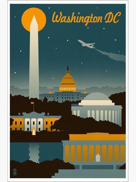 "Washington DC Retro Poster " Sticker by DigiArtyst | Redbubble Retro Basement, Washington Dc Travel, Wood Postcard, Dc Travel, Retro Travel Poster, Poster Retro, Photo Posters, Hanging Art, Vintage Travel