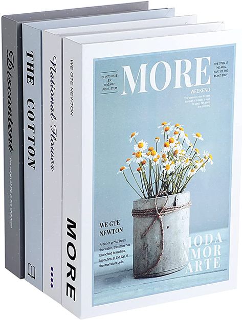 Amazon.com: Outgeek Decorative Books Set of 4: Modern Hardcover Fake Book Decoration for Coffee Table Bookshelf Display - Fashion Faux Books Stack Plant Pattern Design for Rustic Home Farmhouse Office : Home & Kitchen Bookshelf Farmhouse, Table Books Decor, Fake Books Decor, Books For Decoration, Fake Books, Coffee Table Books Decor, Coffee Table Bookshelf, Decor Bookshelf, Farmhouse Office