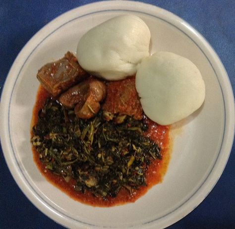 Semovita and Efo Riro Efo Riro, Pounded Yam, Swallow Food, Nigeria Food, West African Food, African Cooking, Nigerian Food, African Food, Vegetable Soup