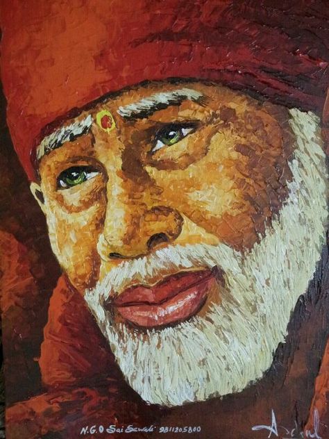 Shirdi Sai Baba, Poster Color Painting, Simple Oil Painting, Sai Baba Hd Wallpaper, Shirdi Sai Baba Wallpapers, Sai Baba Pictures, Sai Baba Wallpapers, Ram Ram, Baba Image