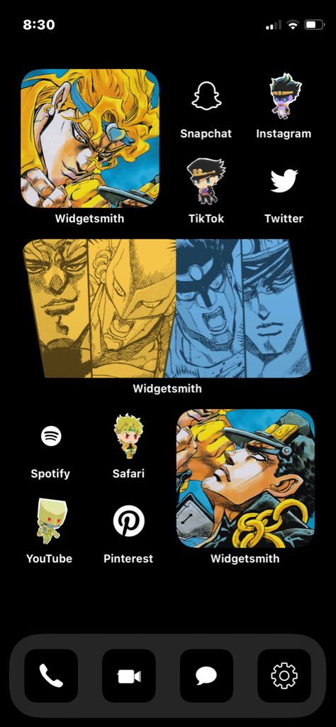 Jojo Phone Layout, Black Jojo Wallpaper, Jojo Homescreen Layout, Jojo Phone Theme, Jojo Themed Phone, Jjba Phone Theme, Jojo Homescreen, Jjba Phone Layout, Jjba Homescreen