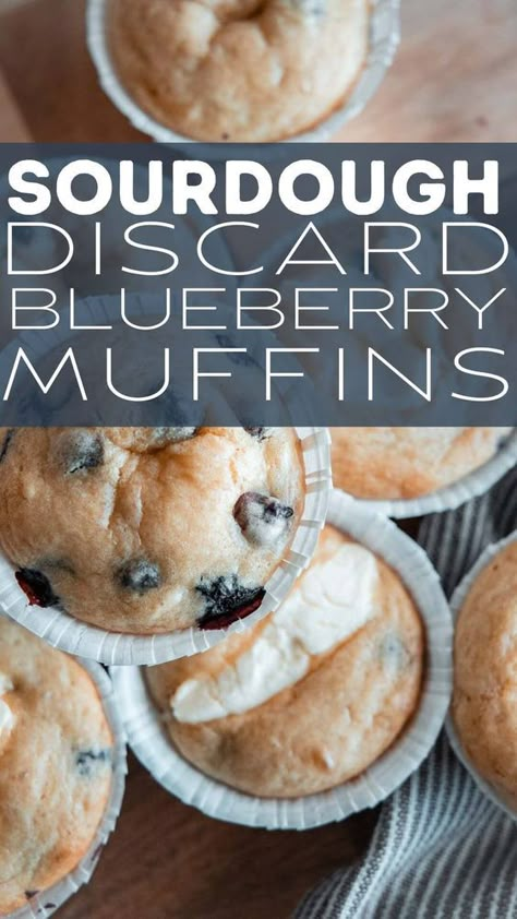 Make these amazing blueberry sourdough discard muffins with that extra sourdough  discard! These are soft, flavorful and the perfect treat. Sourdough Discard Blueberry Muffins, Discard Blueberry Muffins, Sourdough Discard Blueberry, Discard Muffins, Sourdough Discard Muffins, Sourdough Treats, Fluffy Blueberry Muffins, Sourdough Blueberry Muffins, Blueberry Sourdough