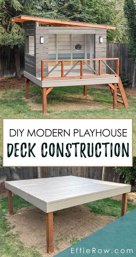 Playhouse Deck, Modern Playhouse, Leaking Basement, Tree House Diy, Diy Playhouse, Backyard Playhouse, Kids Basement, Tree House Kids, Arsitektur Masjid