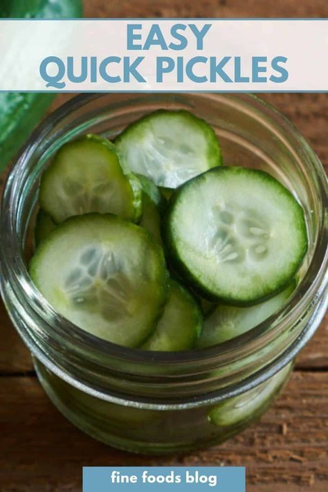 This easy quick pickles recipe is ready in 15 minutes, and can be stored in the refrigerator for up to one week. Add the herbs and spices of your choice like dill and coriander seeds, or just use a simple vinegar brine. Fridge Pickles, Quick Pickle Recipe, Refrigerator Pickles Dill, Refrigerator Pickle Recipes, Quick Pickles, Bbq Side Dishes Recipes, Seasoned Rice Vinegar, Quick Pickled Cucumbers, Refrigerator Pickles