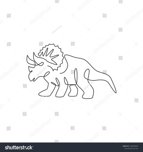 Triceratops Line Drawing, Simple Triceratops Drawing, Dino Line Art, Line Drawing Dinosaur, Triceratops Outline, Line Art Dinosaur, Dinosaur Line Drawing, Dinosaur Line Art, Triceratops Drawing