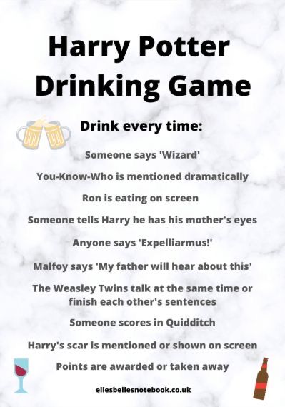 Harry Potter Movie Drinking Game, Harry Potter Drinking Game Movies, Drinking Movie Games, Drinking Games Movie, Harry Potter Movie Night Ideas, Drinking Game Movie, Harry Potter Drinking Games, Harry Potter Movie Marathon Ideas, Harry Potter Night Ideas