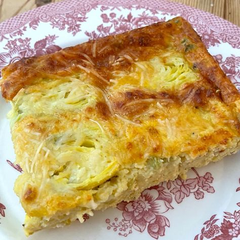 Egg Parmesan Artichoke Casserole Recipe Artichoke Quiche Recipes, Artichoke Quiche, Artichoke Frittata Recipes, Artichoke Casserole, Canned Artichoke Recipes, Fried Artichoke Hearts, Artichoke Heart Recipes, Fried Artichoke, Food Nutrition Facts