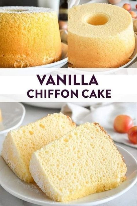 Vanilla Chiffon Cake Recipe, Vanilla Chiffon Cake, Sweet Dee, Ogura Cake, Madeira Cake, Cake Turntable, Cream Bag, Cake Frosting Recipe, Chantilly Cream