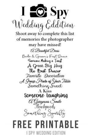 I Spy Wedding Edition Game - Sarah Rachel Finke I Spy Wedding Game Printable, Wedding I Spy Printable Free, Wedding I Spy Game, I Spy Wedding Game, Wedding I Spy, Spy Wedding, Reception Games, Wedding Game, Simple Wedding Centerpieces