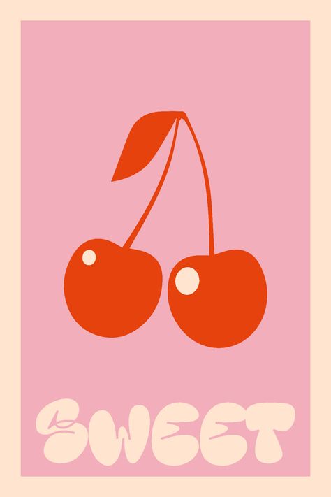 Wall Posters Aesthetic Pink, Keep Fashion Weird, Girly Posters, Cherry Poster, Pink Posters, Painting Poster, Room Posters, Colorful Pictures, Graphic Poster