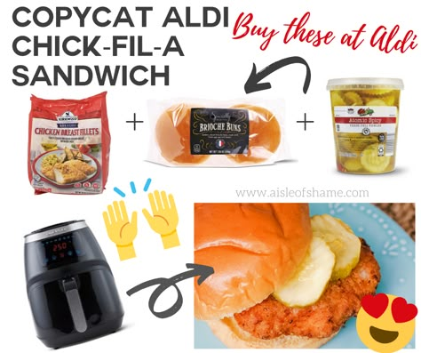 Chick Fil A Sandwich, Aldi Meal Plan, Chick Fil A Sauce, Aldi Recipes, Breaded Chicken Breast, Cheap Dinners, Chick Fil A, Cheap Meals, Restaurant Recipes