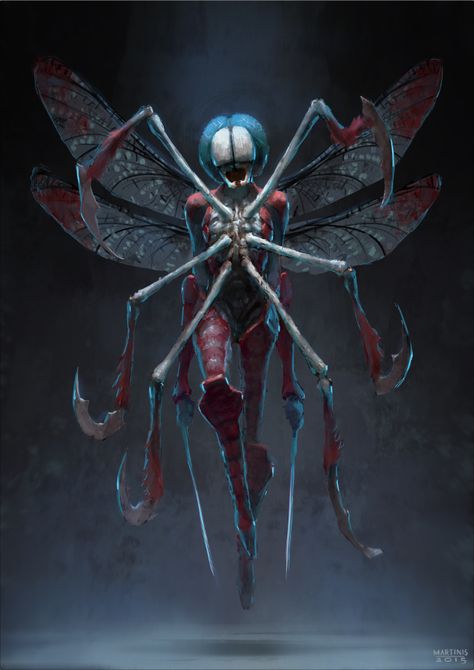 Dragonfly by Christos-Martinis on DeviantArt Dnd Monsters, Monster Art, Sci Fi Art, Dark Art, Character Design Inspiration, Character Concept, Digital Artist, Graphic Art, Sci Fi