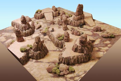 desert Desert Temple, Desert Terrain, Dnd Diy, Dnd Crafts, Dino Park, Garden Railroad, Warhammer Terrain, 40k Terrain, Game Terrain