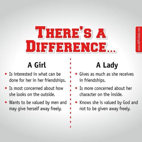 The difference between a girl and a lady. Teach our sons to recognize the difference. Teach our daughters how to behave appropriately. Pregnancy Info, Dad Advice, Train Up A Child, Raising Girls, Men Love, Parenting Articles, Parenting 101, Love My Kids, Daughter Quotes